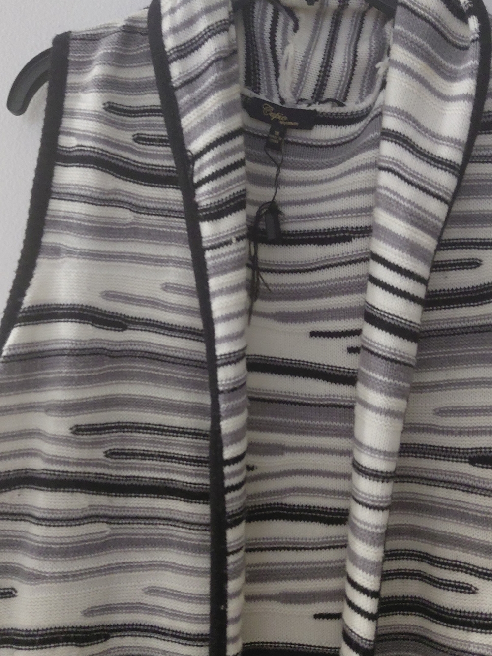 Cupio Women's Striped Cardigan Vest in Gray & White - Picture 6 of 8